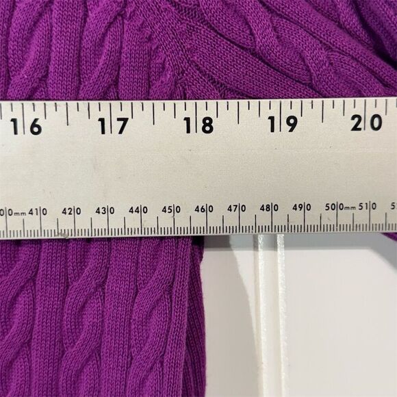 Talbots Women’s 1X Purple Cable Knit Button Cardigan Sweater Preppy Classic Cozy - Picture 3 of 7